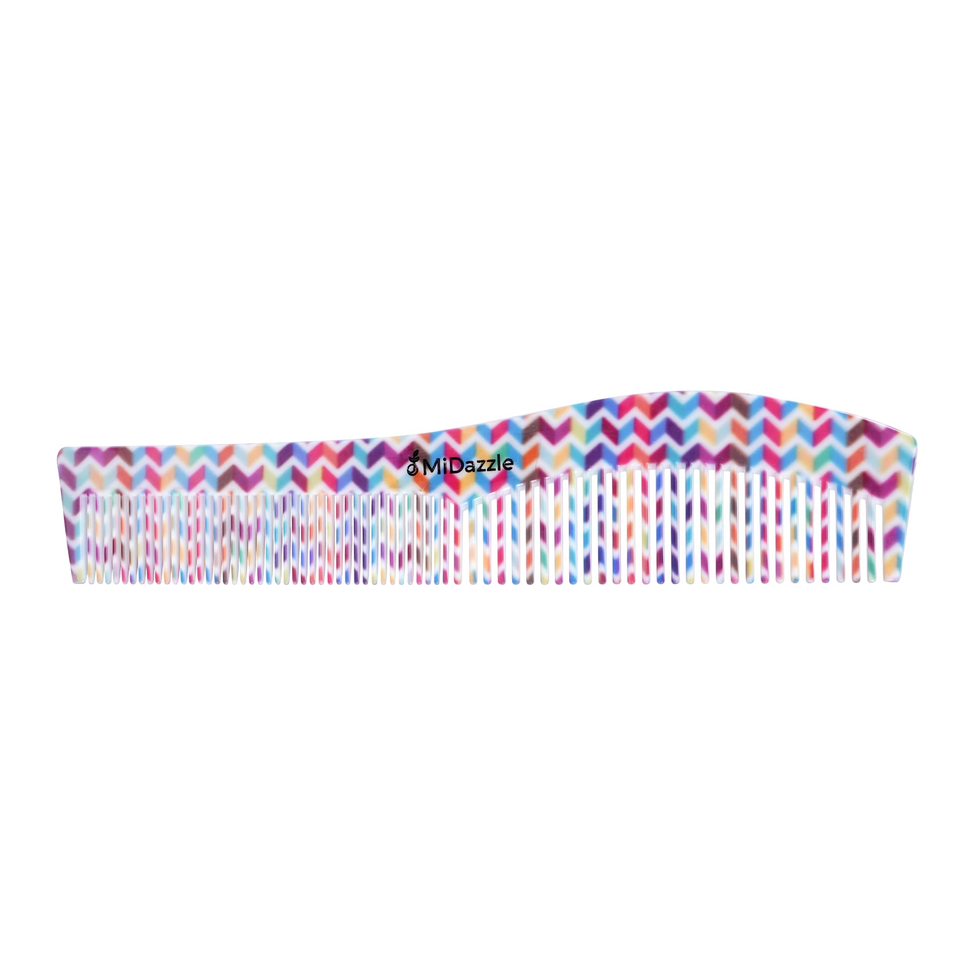 Midazzle 360 Floral Dual Teeth Comb - Large Hair Styling Brush for Women & Men - Perfect for Salon, Home Use, and Travel (Black)