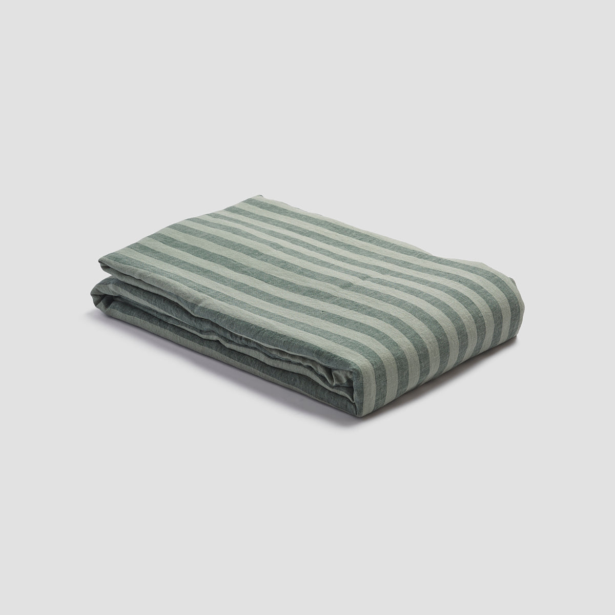 Pine Green Pembroke Stripe Linen Blend Duvet Cover Set - Soft & Breathable Bedding for All Seasons - Perfect for Master Bedroom, Guest Room & Vacation Homes