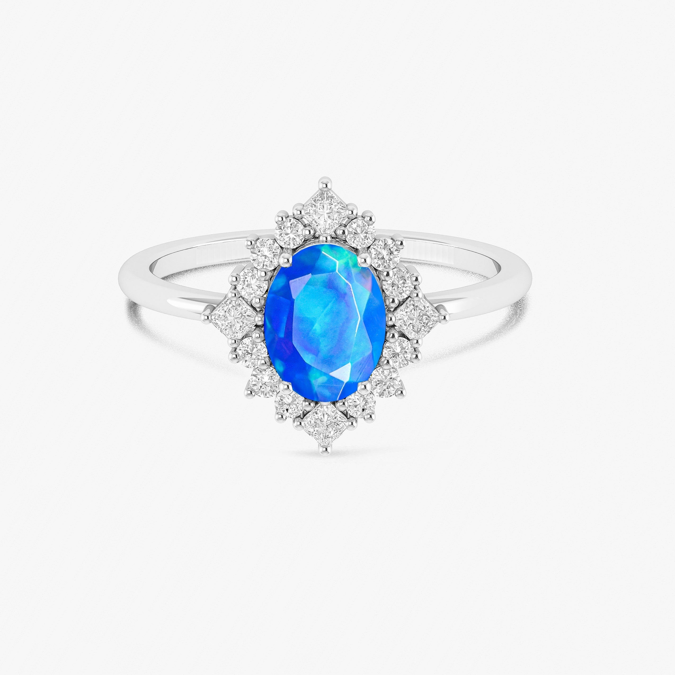 Ethiopian Opal Ring - Green Natural Fire Faceted Gemstone Jewelry for Women, Perfect for Weddings, Parties & Special Occasions