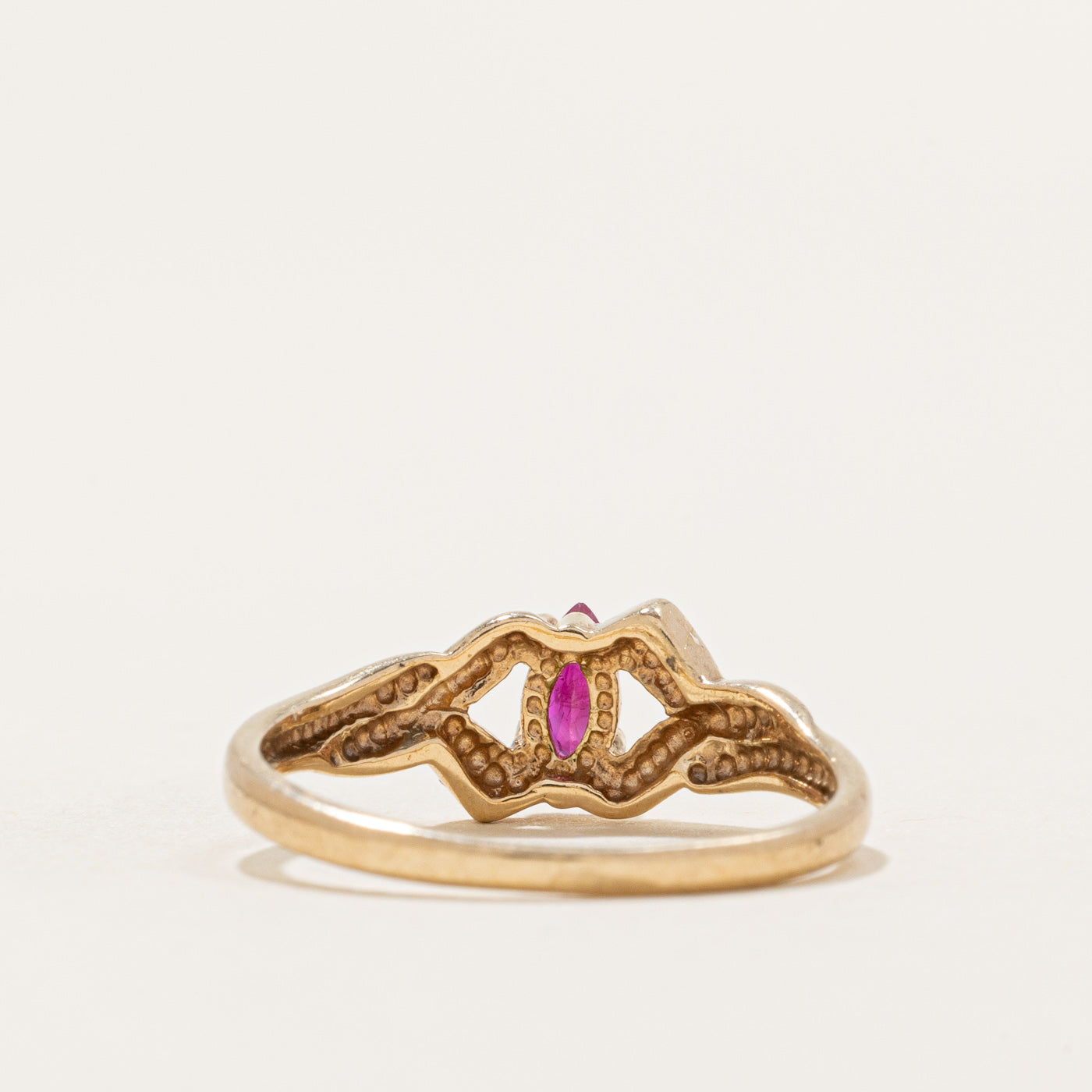 Marquise Cut Ruby Cross Over Ring - 0.12ct Genuine Ruby Jewelry - Size 4.75 - Elegant Bridal, Anniversary & Valentine's Day Gift for Her