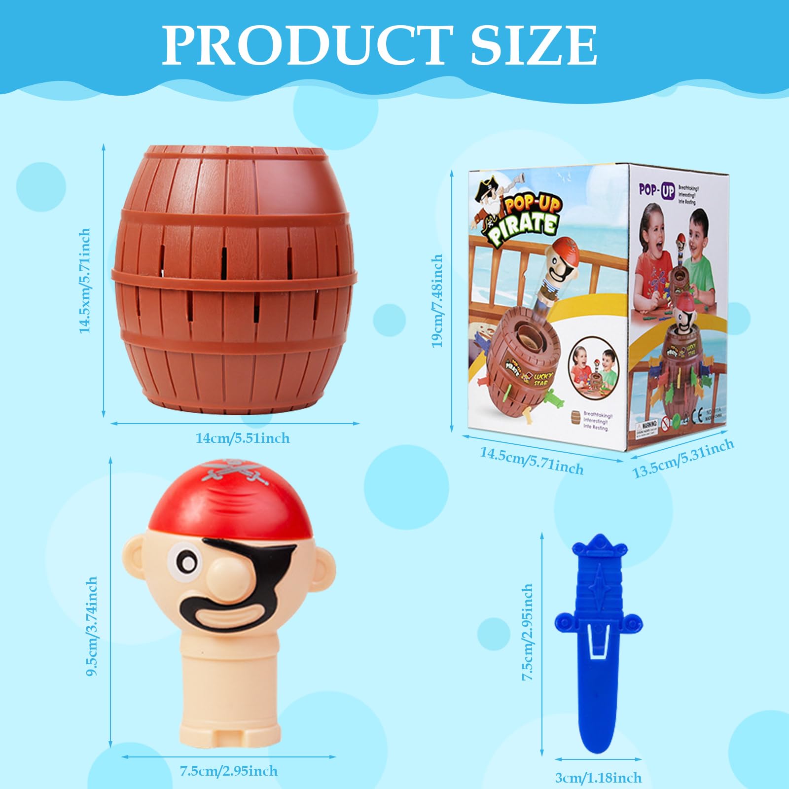 Pop Up Pirate Board Game - Classic Wooden Barrel Eject Action Game for Kids Ages 4+ | Fun Family & Preschool Party Game | Perfect for Birthday Parties, Classroom Activities & Family Game Nights