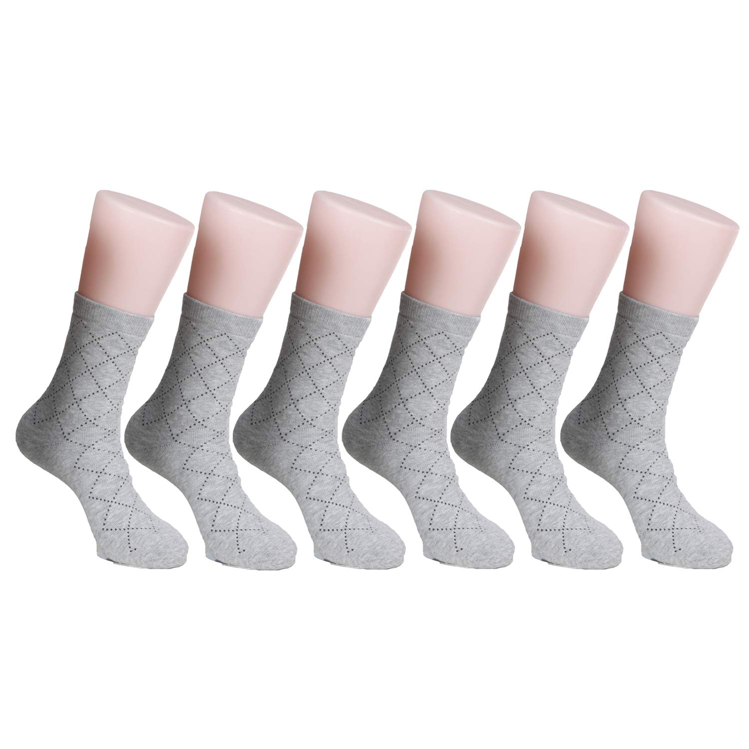 Lian LifeStyle Men's 6 Pairs Ultralight Wool Blend Crew Socks - Comfortable & Breathable for Daily Wear, Hiking, and Outdoor Activities (Size 6-9)