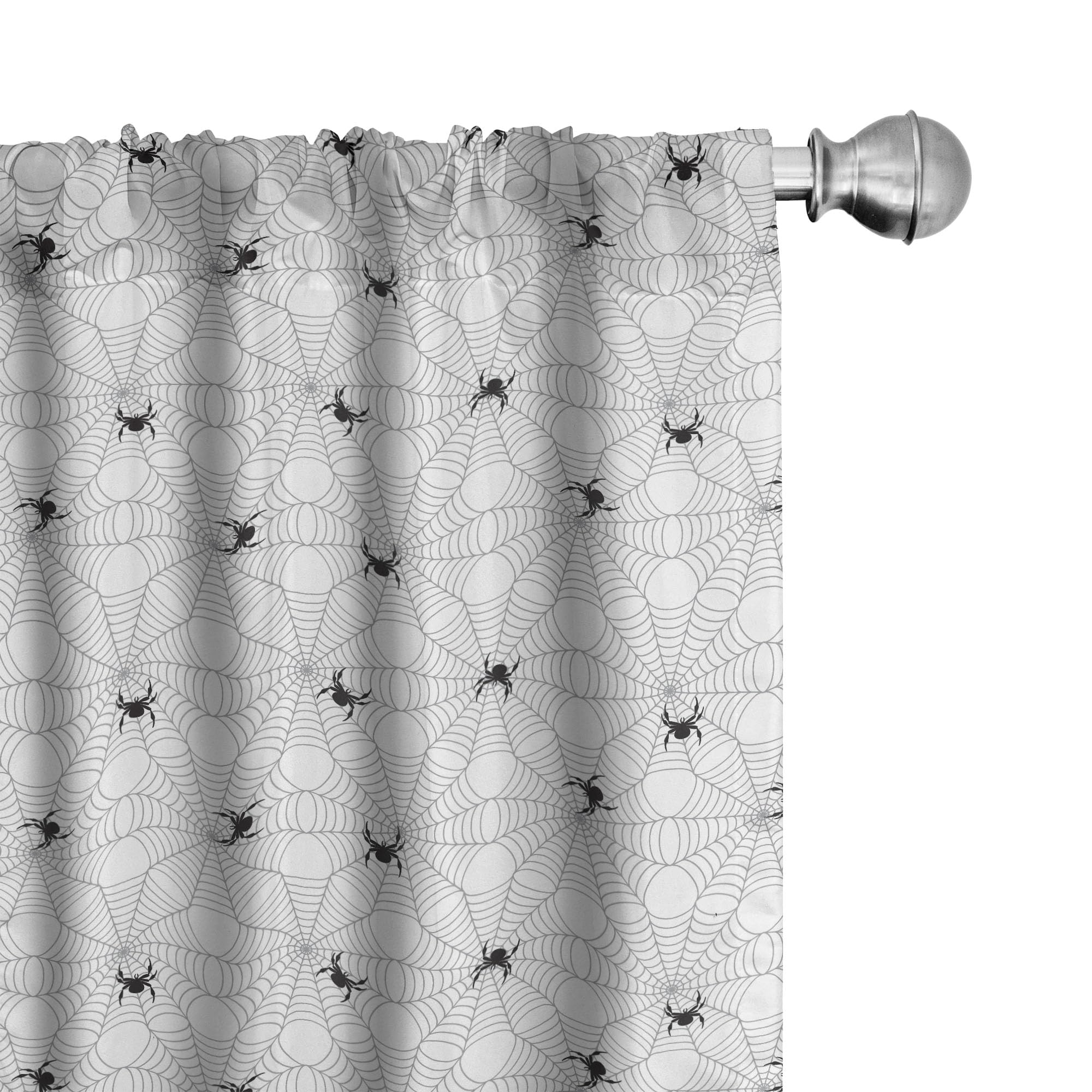 Ambesonne Halloween Horror Animal Print Curtains - Gothic Trick or Treat Fractal Design, 2 Panel Set (28x63 Inches) for Living Room & Bedroom - Grey & White Window Drapes for Spooky Home Decor & Party Atmosphere