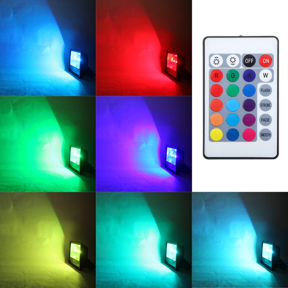 200W RGB LED Flood Lights Outdoor - Color Changing Security Light with IR Remote Control, Dimmable Wall Washer - US 3-Plug - Perfect for Garden, Landscape, Bridge, Patio & Architectural Lighting