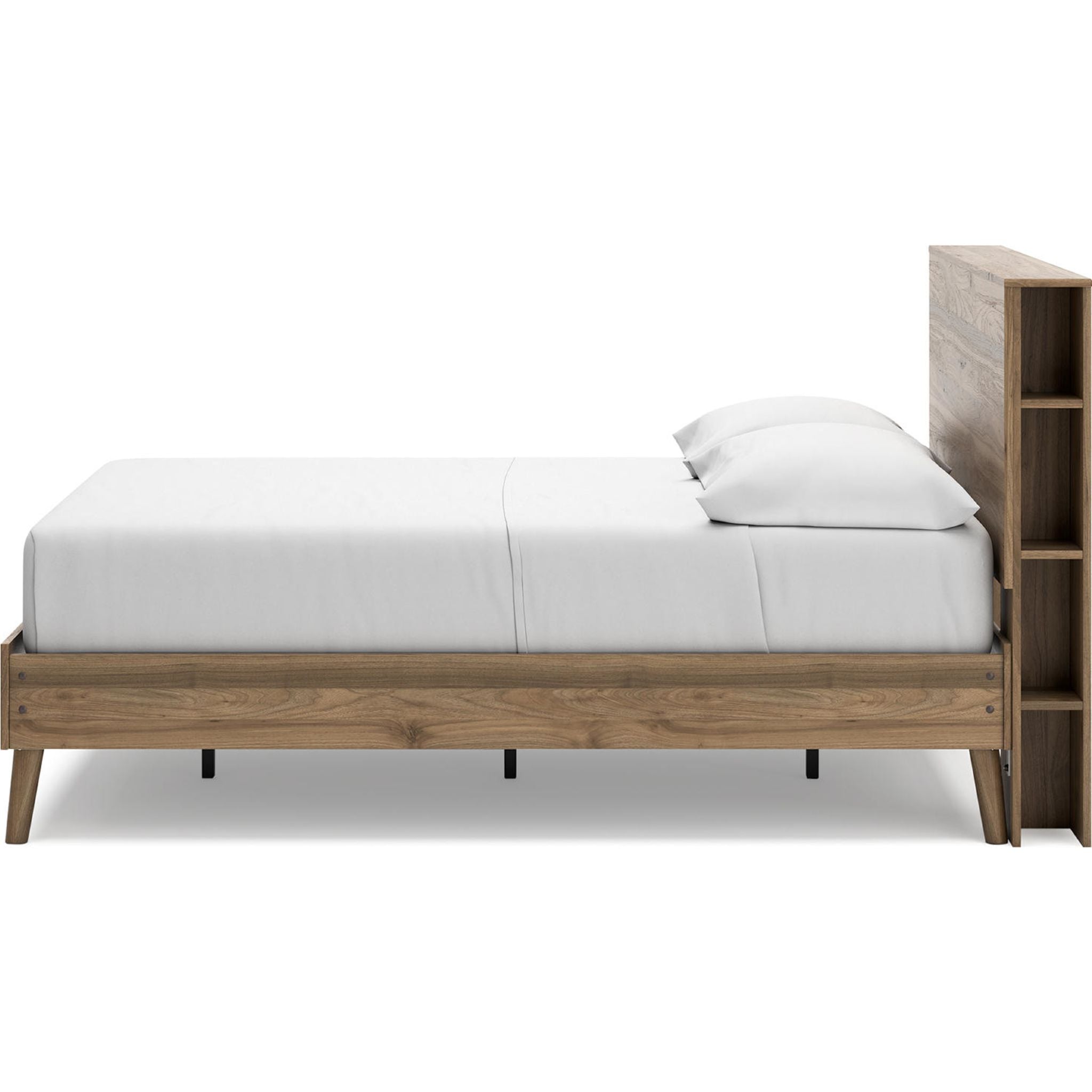 Aprilyn Full Bookcase Bed in Honey Finish - Stylish Storage Bed Frame for Small Spaces, Dorm Rooms & Guest Bedrooms
