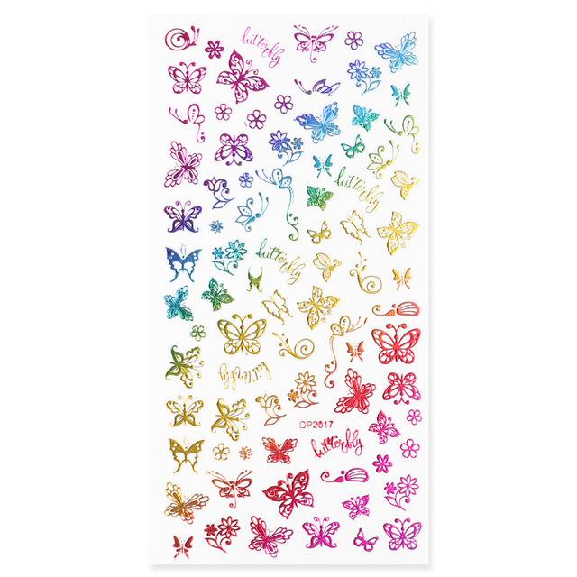 Colorful Butterfly Heart Crown Nail Art Stickers - Self-Adhesive Nail Decals for DIY Manicure, Party, Wedding & Special Occasions