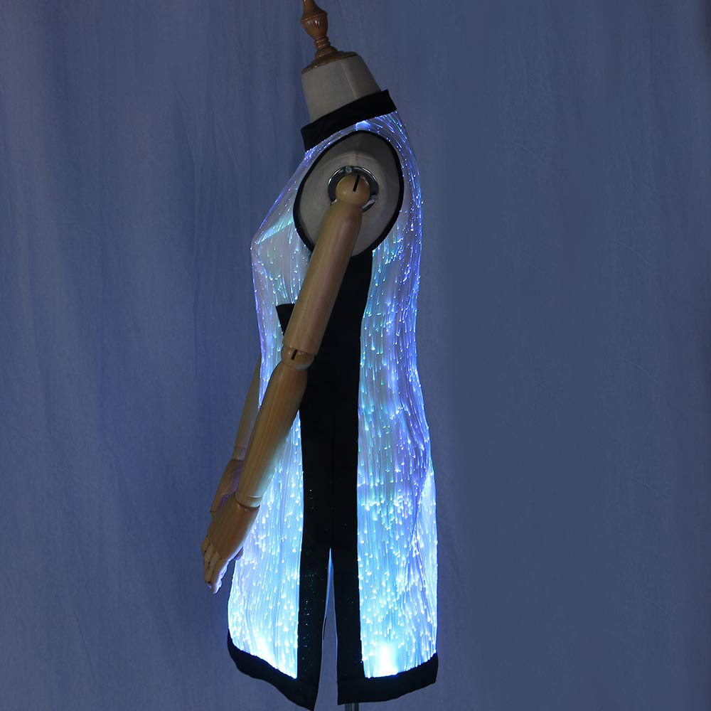 Elegant LED RGB Glow in The Dark Party Dress - Wireless App Controlled, Adjustable Colors & Brightness (XS, White) | Perfect for Birthday Celebrations, Evening Parties, Raves & Special Events