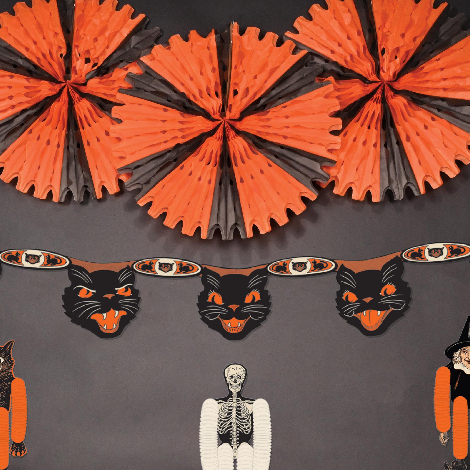 12 Pack Halloween Tissue Fans - Orange & Black Decorative Party Supplies for Halloween Decorations, Home & Party Decor