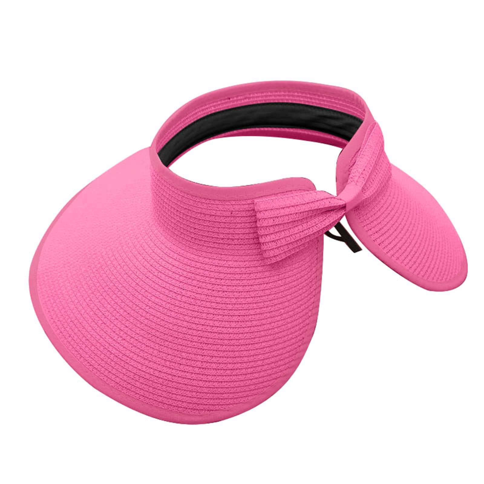 Women's Wide Brim Straw Sun Visor Hat - Foldable Beach Visor for Running, Summer Outdoor Activities - UV Protection Sun Hat for Hiking, Gardening, Travel & Beach Vacations