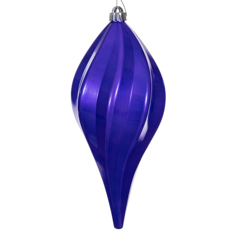 Vickerman 12 Inch Purple UV Candy Swirl Drop Christmas Tree Ornament - Shatterproof Holiday Decor for Indoor Outdoor Xmas Decorating, Party, Gift Giving