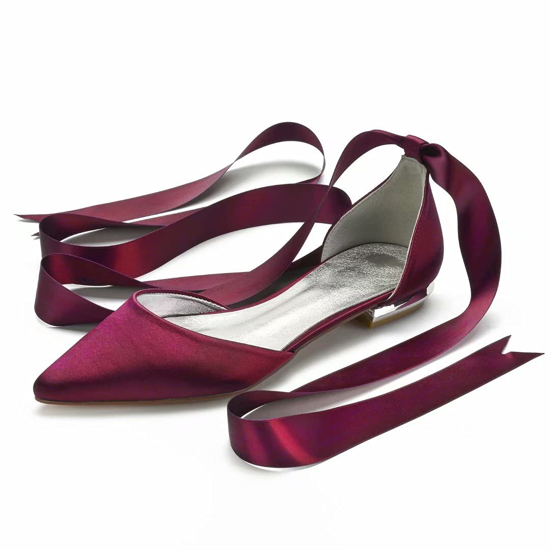 LLBubble Satin Wedding Flats for Bride - Pointed Toe Formal Bridal Party Shoes for Women (5047-65) | Perfect for Wedding Ceremonies, Bridal Showers & Formal Events