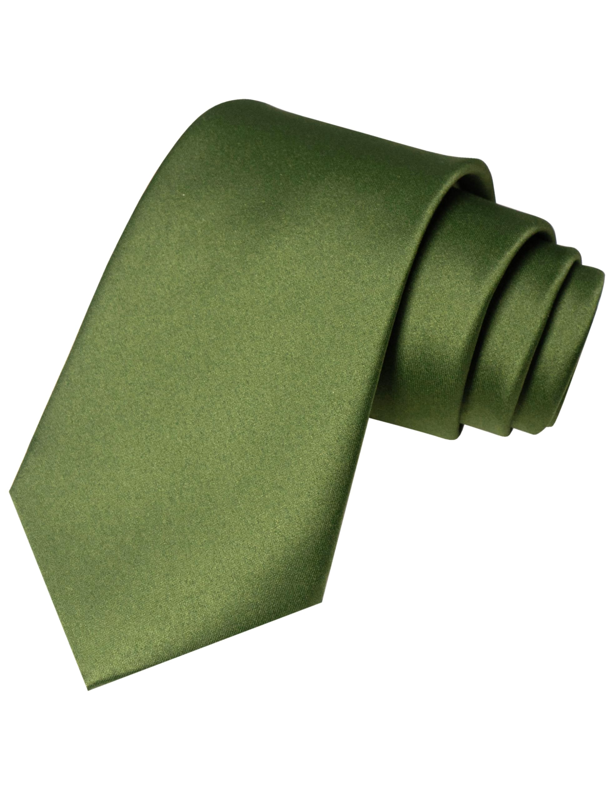 Premium Olive Green Silk Tie & Pocket Square Set for Men - Formal Wedding, Business, Party Attire Accessories