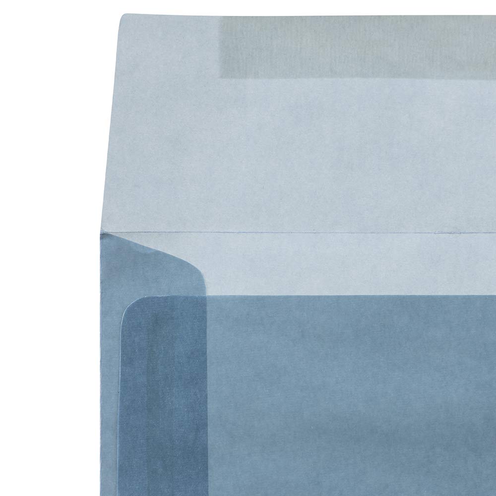JAM PAPER 6.5 x 6.5 Inch Square Translucent Vellum Envelopes - Surf Blue - Bulk Pack of 250 - Perfect for Wedding Invitations, Greeting Cards, and Business Stationery