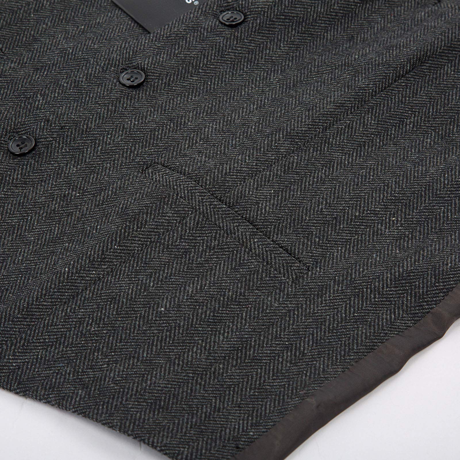 PJ PAUL JONES Men's Herringbone Tweed Suit Vest - Casual Wool Blend Waistcoat for Business, Wedding & Formal Events | Slim Fit Groom Attire & Office Wear