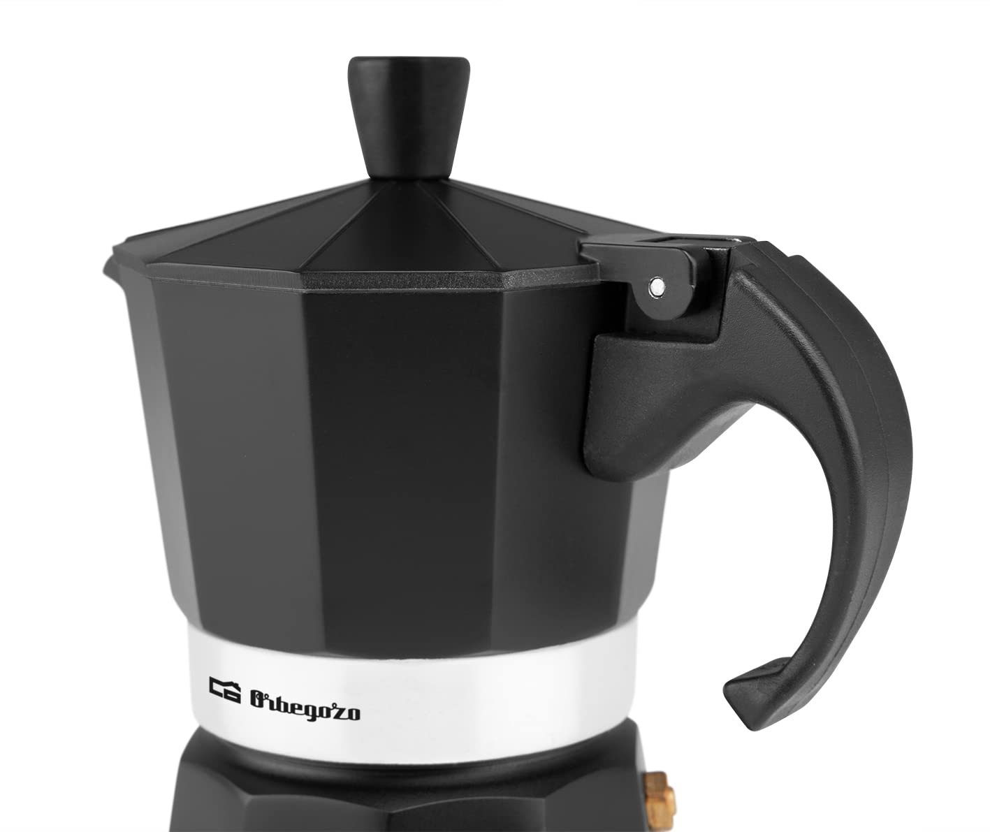 Orbegozo KFN 610 Italian Stovetop Espresso Coffee Maker - 6 Cup Aluminum Moka Pot with Ergonomic Handle, Safety Valve & Removable Filter (Black) - Perfect for Home, Office & Camping Coffee Brewing