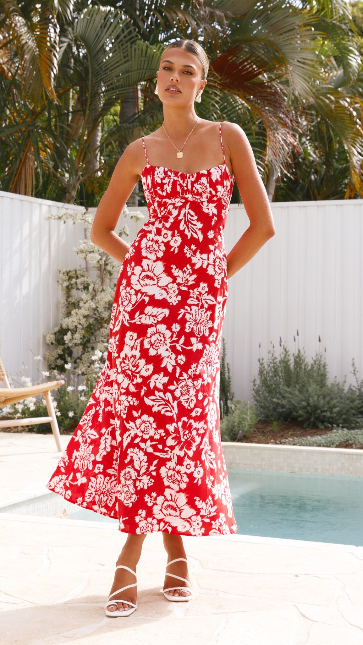 Margie Midi Dress - Red Floral Print Summer Dress for Women | Casual & Party Wear | Perfect for Beach Vacations, Date Nights & Outdoor Events