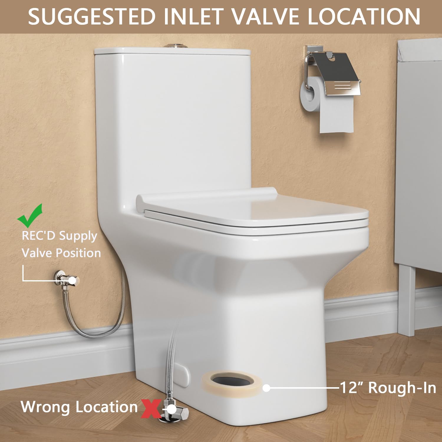 DeerValley DV-1F0071 Modern Elongated One Piece Toilet - 1.1/1.6 GPF Dual Flush, 12
