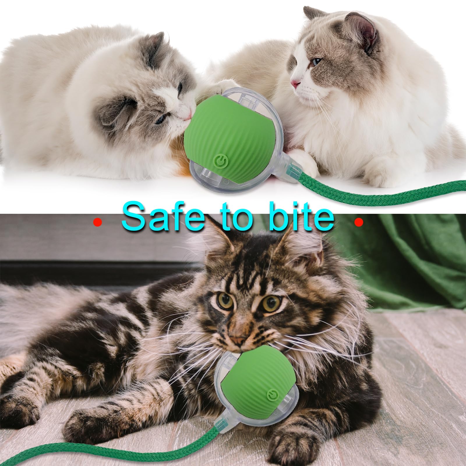 Interactive Cat & Dog Toy Ball - Automatic Rolling LED Light Pet Toy with Motion Sensor & String Tail - Fun Indoor Exercise Wheel for Kittens & Puppies - Perfect Gift for Playtime & Training (Green)