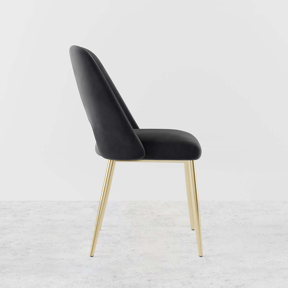 Modern Black Upholstered Dining Chairs Set of 2 - Hollow Back Design with Gold Metal Legs - Perfect for Kitchen, Dining Room & Home Decor