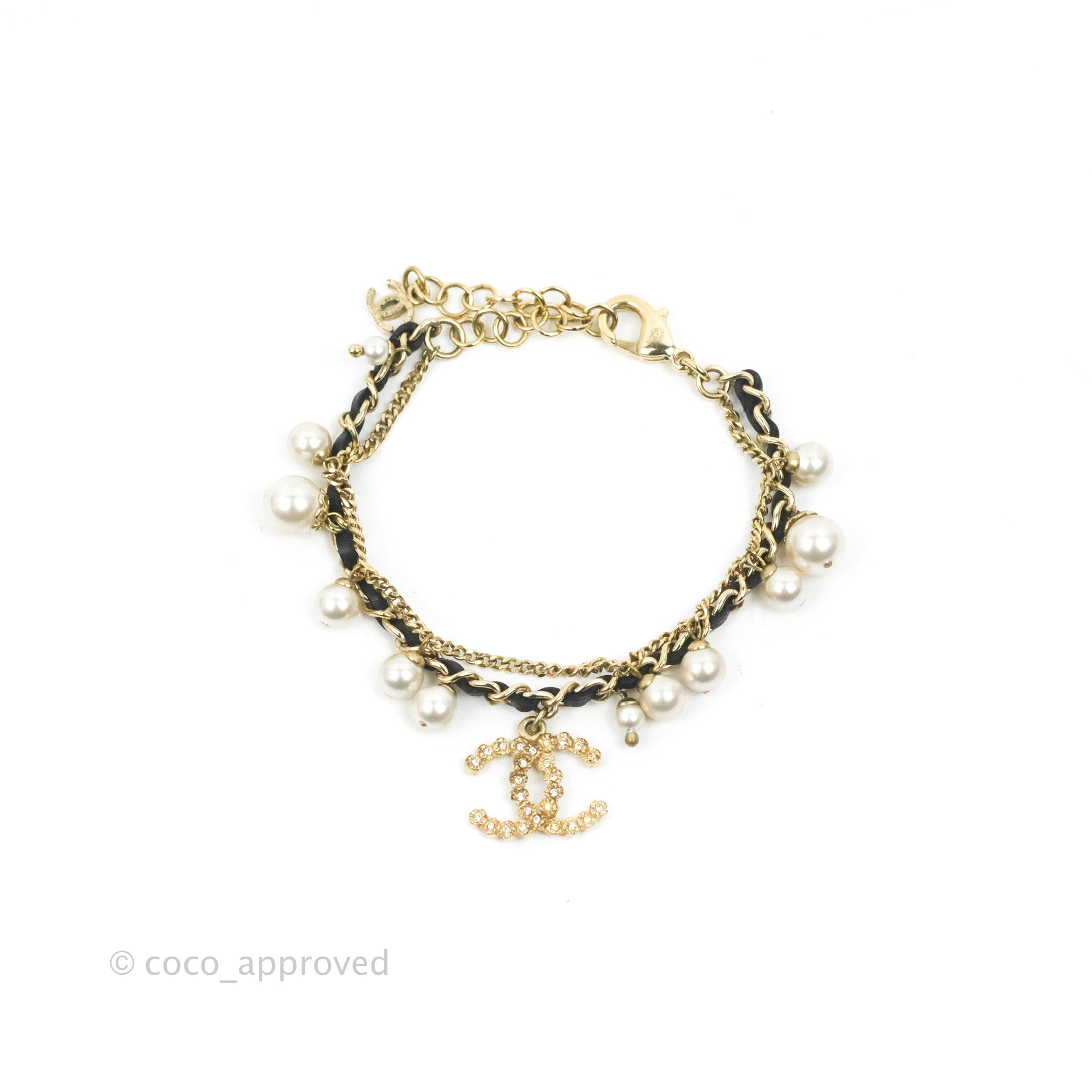 Chanel CC Pearl & Woven Chain Bracelet 16B - Luxury Pearl Bracelet for Women, Elegant Chanel Jewelry Gift for Her | Perfect for Parties, Weddings & Special Occasions
