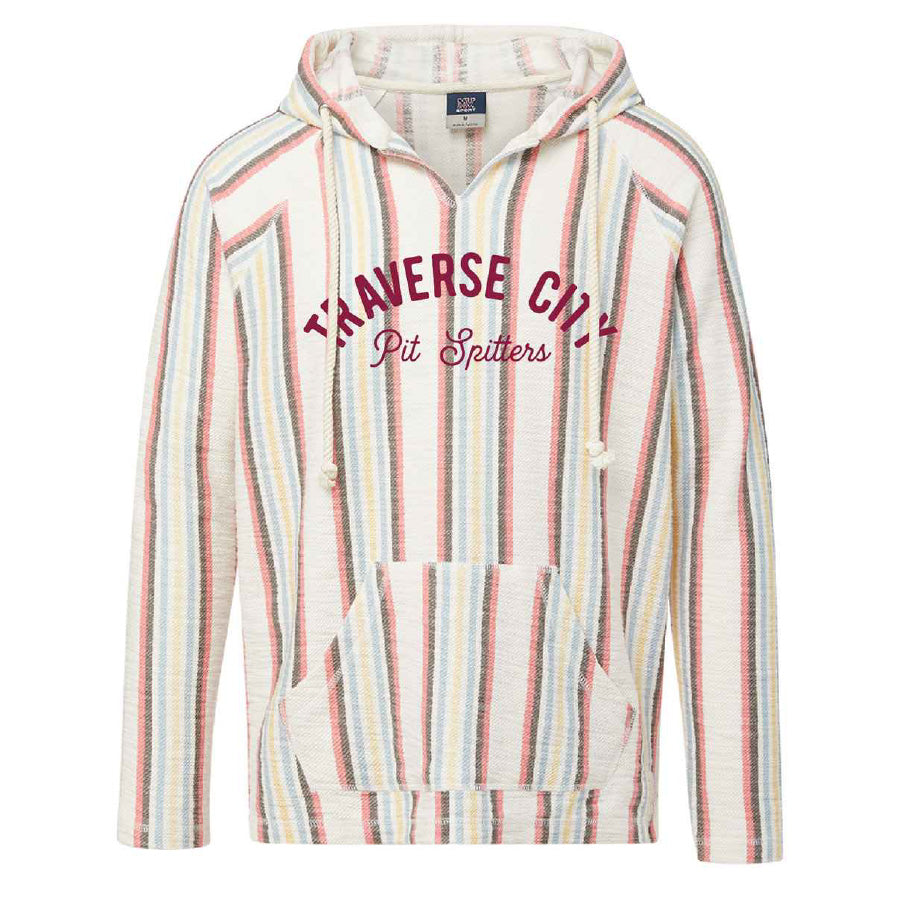 Bonfire Baja Striped Beach Hoodie for Men & Women - Soft Cotton Pullover Sweatshirt with Hood - Perfect for Surfing, Camping, and Casual Wear