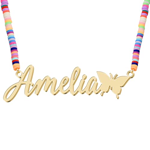 7-gilr Name Necklace Butterfly