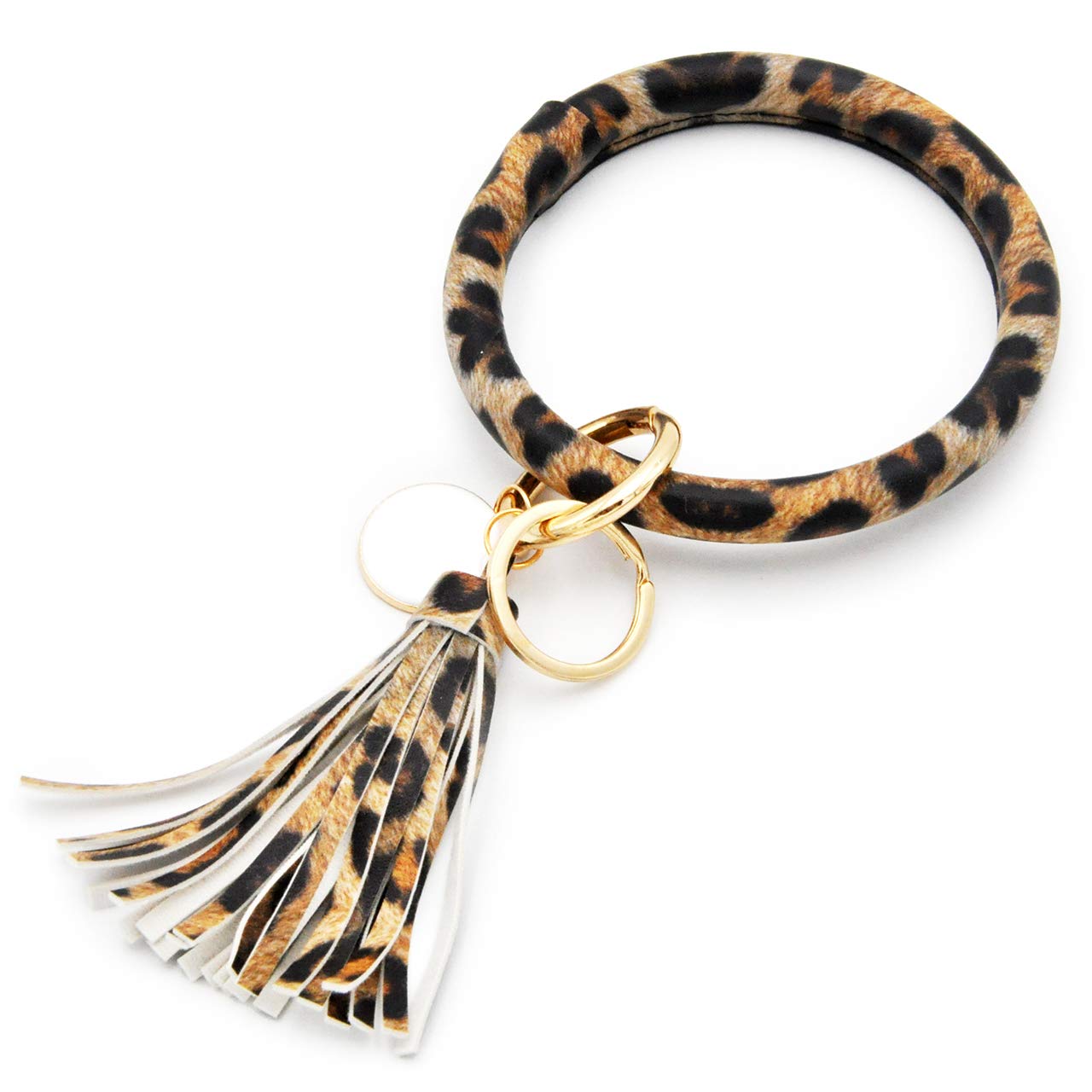 Stylish PU Leather Wristlet Keychain Bracelet - Large Circle Key Ring Holder with Tassel for Women | Perfect for Key Organization, Handbag Accessory & Fashion Jewelry