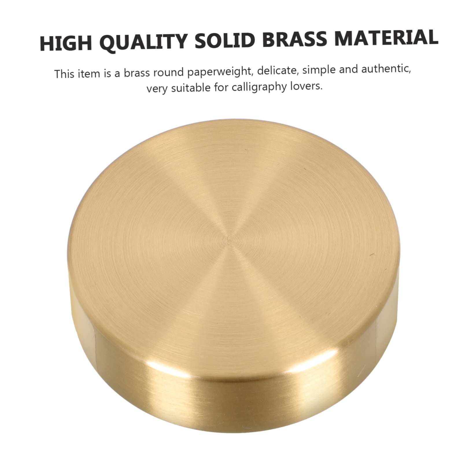 FOYTOKI 4-Piece Brass Round Paperweight Set - Heavy Duty Ruler Paper Weights for Painting, Calligraphy, Office & Crafting - Perfect for Artists, Drafting & Document Organization