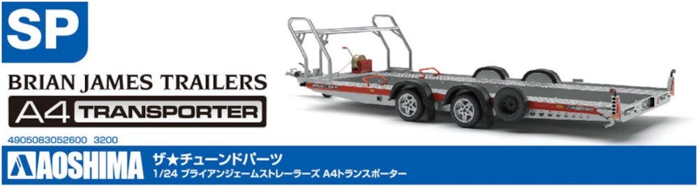 Aoshima Brian James Trailers A4 Transporter 1:24 Scale Diecast Model Car Kit - Perfect for Collectors, Hobbyists & DIY Enthusiasts