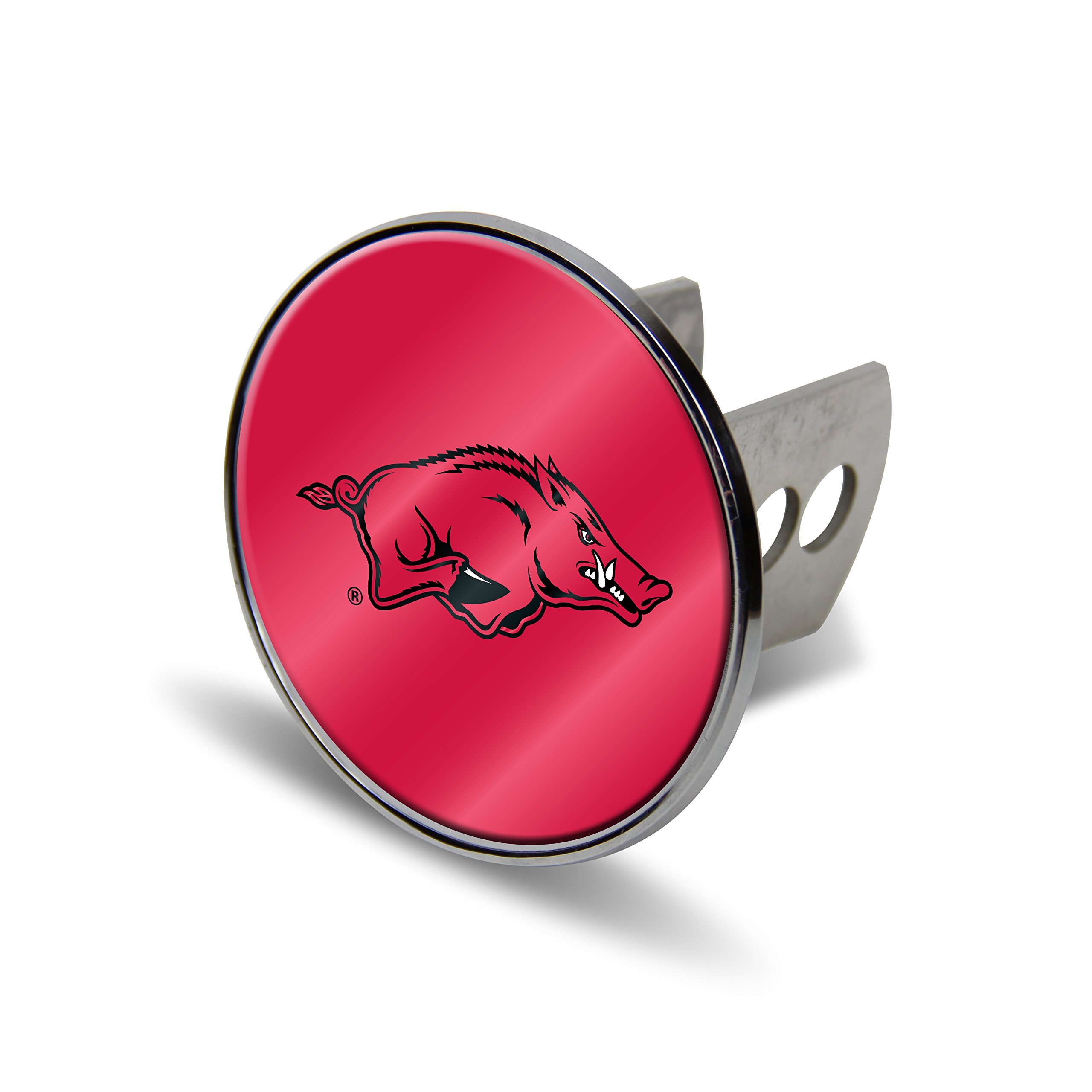 Rico NCAA Arkansas Razorbacks Laser Cut Metal Hitch Cover - Large Silver Truck Trailer Hitch Accessory for Tailgating & College Football Fans