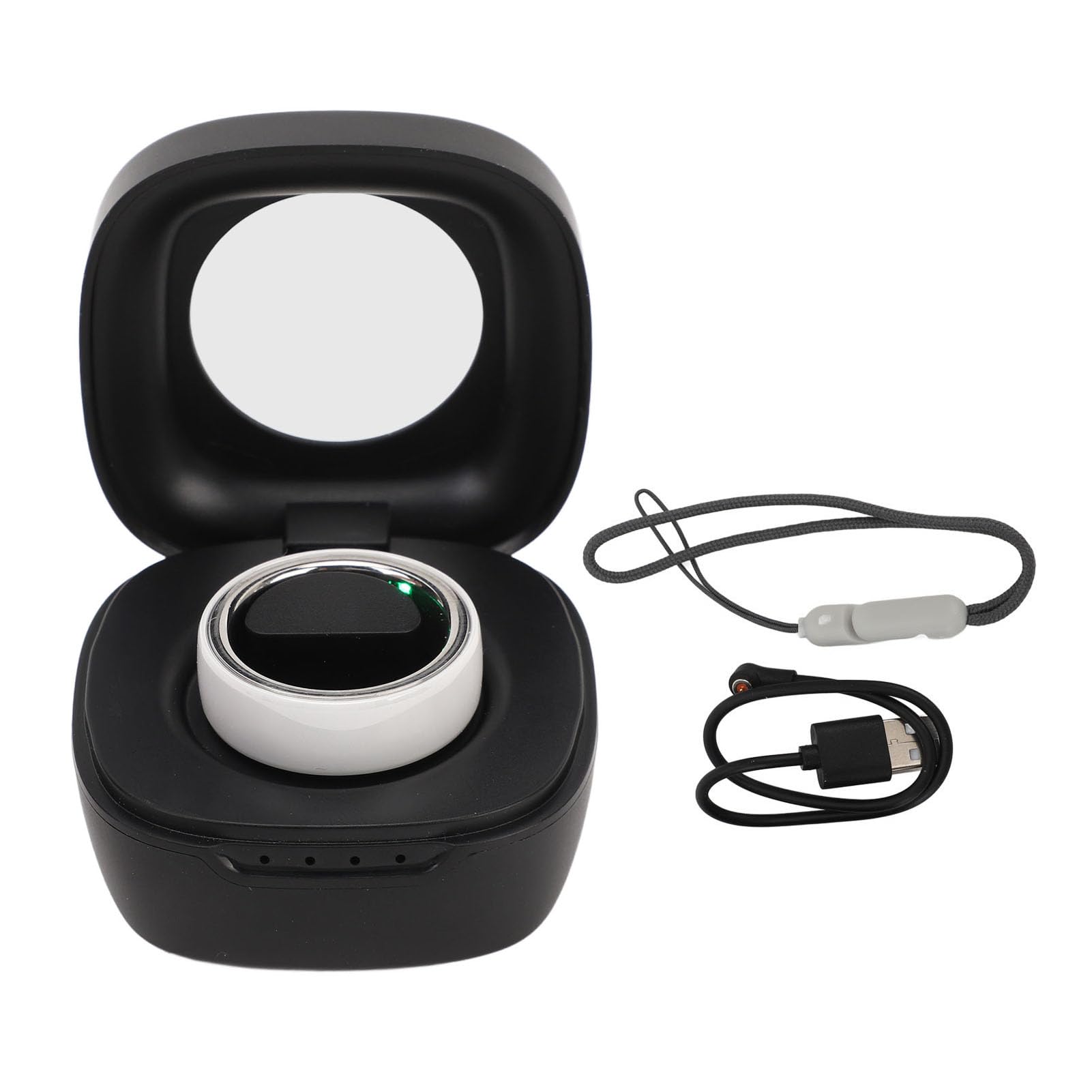 Smart Health Ring - Ceramic Fitness Tracker with Sleep & Temperature Monitoring, Step Counter, 23mAh Battery & Charging Case (White, Size 18) | Perfect for Sleep Tracking, Workout Monitoring & Daily Health Management