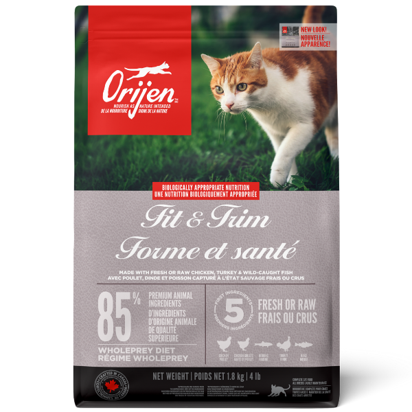 Orijen Fit & Trim Dry Cat Food - High Protein, Grain-Free Weight Management Cat Food for Indoor Cats - Perfect for Adult Cats with Sensitive Stomachs | Healthy Weight Control & Digestion Support