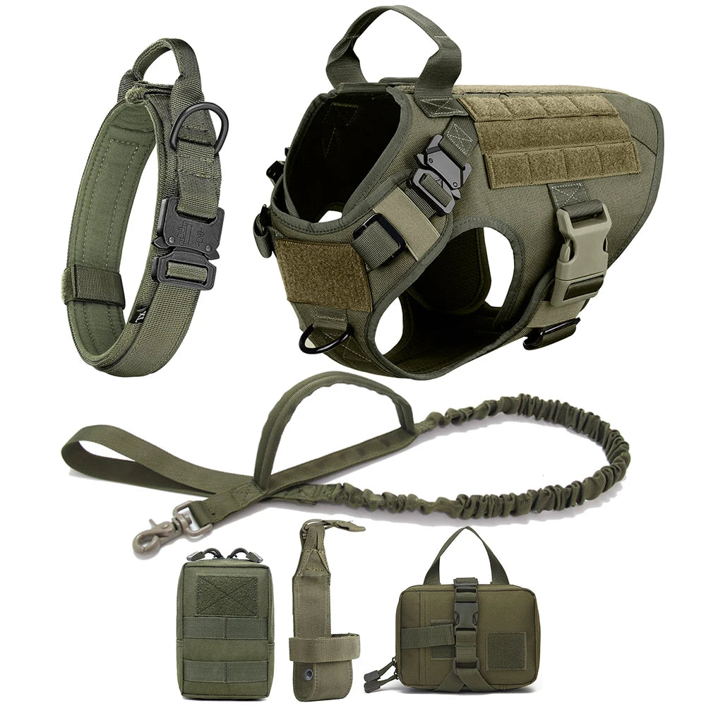 Premium Heavy Duty Tactical No Pull Dog Harness Kit - Adjustable Reflective Vest for Large Dogs - Perfect for Hiking, Training & Outdoor Adventures