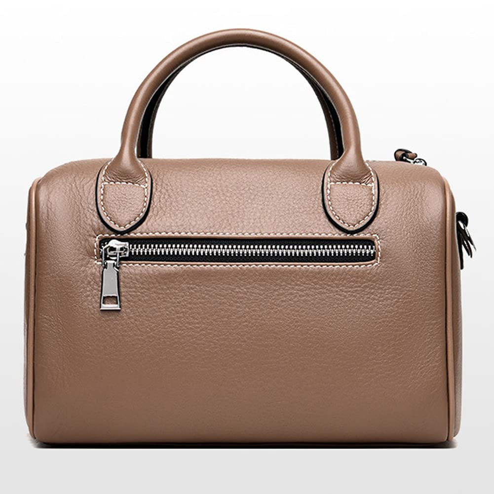 ROUROU Genuine Leather Boston Bag for Women - Large Capacity Top Handle Satchel Shoulder Bag & Crossbody Purse | Perfect for Work, Travel & Everyday Use