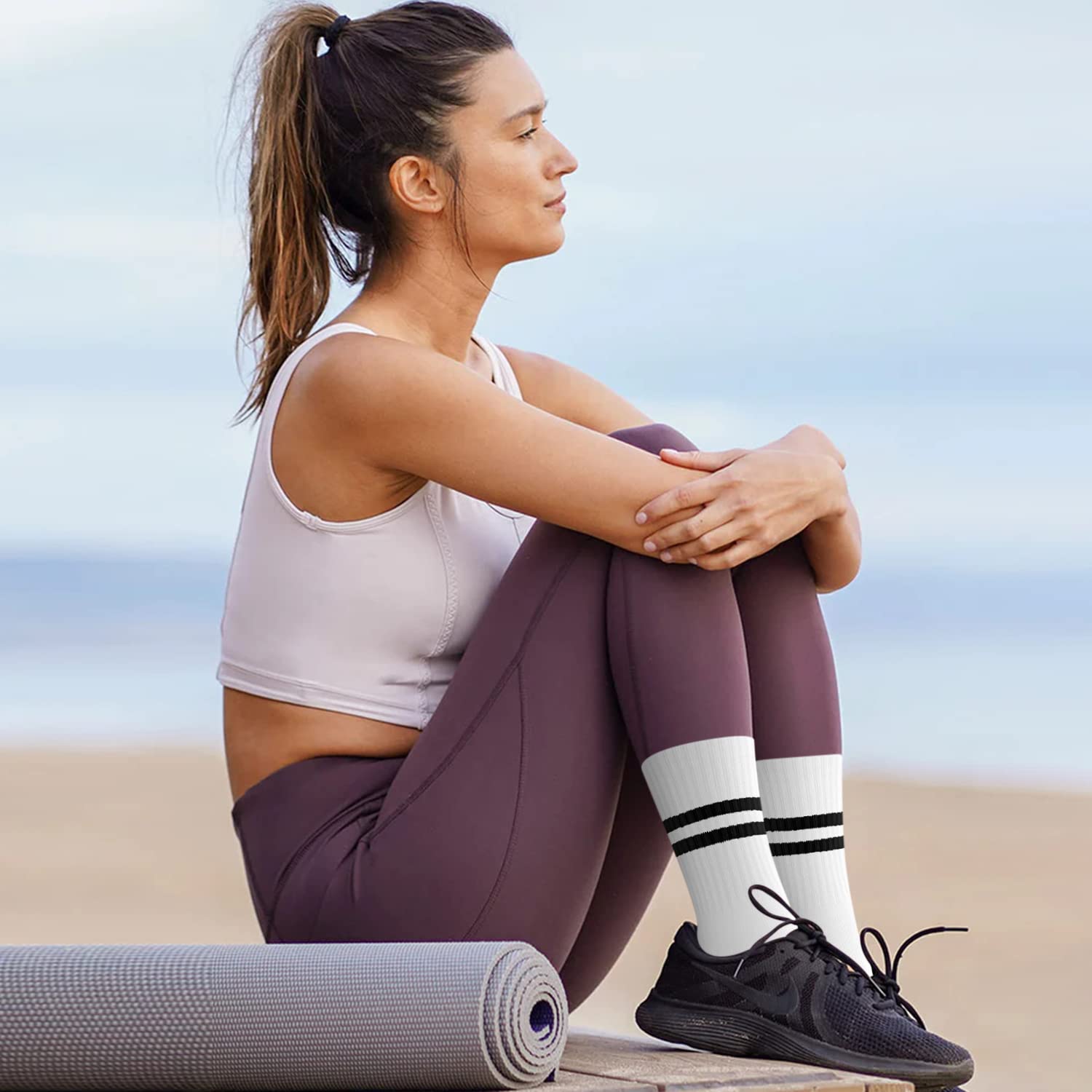 5 Pairs Non-Slip Pilates Socks for Women with Grips - Yoga, Workout, Ballet, Dance & Hospital Use - Perfect for Pure Barre, Barre Classes & Home Exercise
