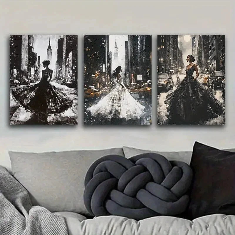 3-Piece Luxurious Metal Wall Art Prints - Ready to Hang Modern Home Decor for Living Room, Bedroom & Office