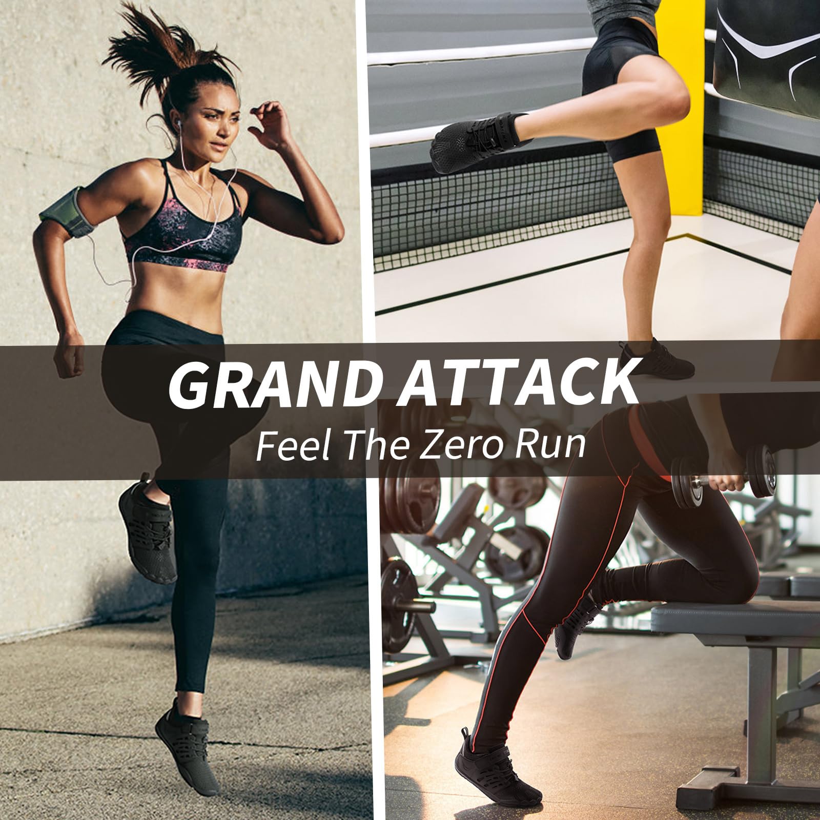 Grand Attack Barefoot Shoes for Women - Minimalist Zero Drop Lightweight Cross-Trainers | Perfect for Wrestling, Boxing, Weightlifting & Walking | Gym, Home Workouts & Outdoor Activities