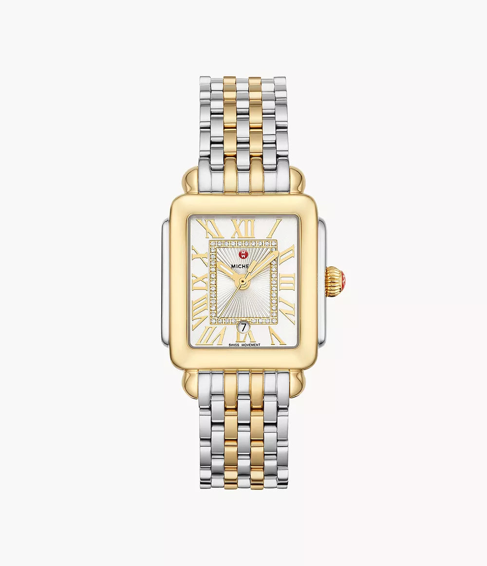 Deco Madison Mid Two Tone 18K Gold Diamond Dial Watch for Women - Luxury Dress Watch for Formal Events & Business Meetings