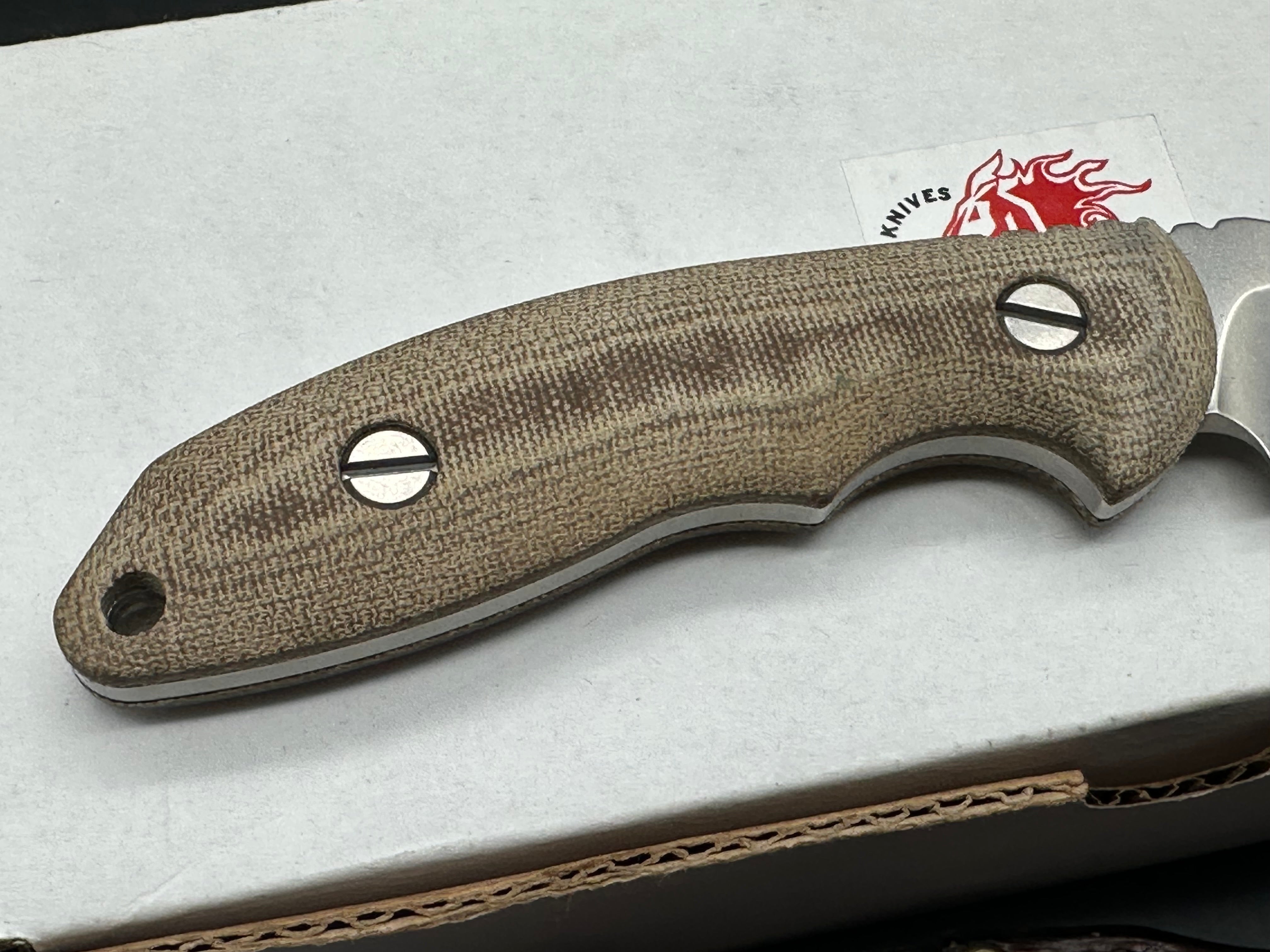 Hinderer Emmett Bowie Fixed Blade Knife - 20CV Stonewashed Steel, Green Micarta Handle - Hunting, Camping, Outdoor Survival Gear