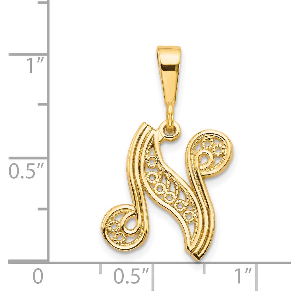 14K Yellow Gold Initial N Charm Pendant - Personalized Letter Necklace for Women - Elegant Gift for Birthday, Anniversary & Valentine's Day - Perfect for Layering & Everyday Wear