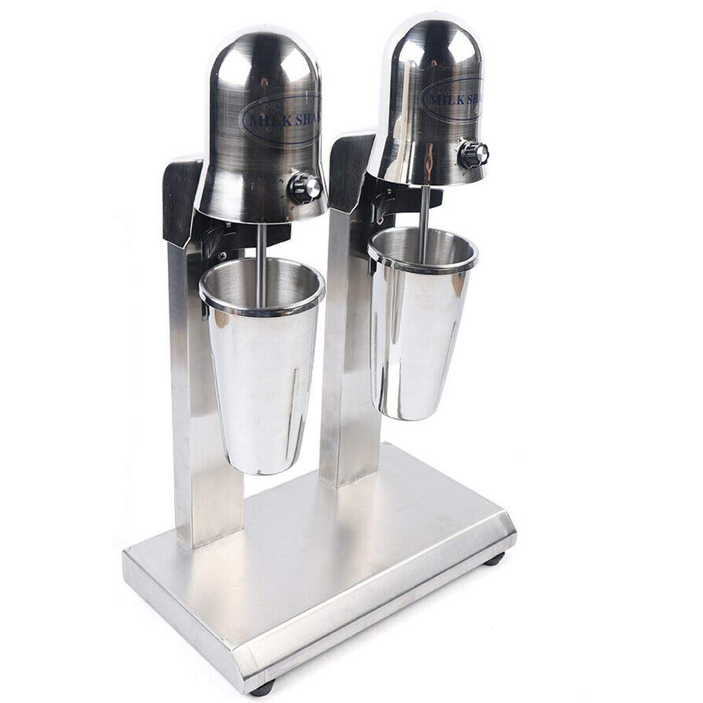Commercial Dual Head Milkshake Maker - 110V 560W Stainless Steel Drink Mixer for Smoothies, Malt & Soft Ice Cream | Includes Measuring Cups & 2 Speed Settings | Perfect for Restaurants, Cafes & Ice Cream Shops