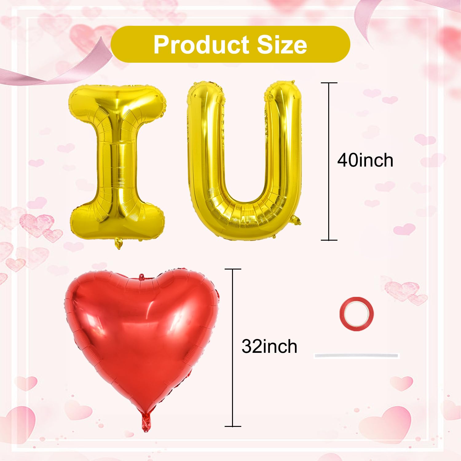 TONIFUL 40 Inch I Love You Foil Balloons - Giant Heart Shaped Letter Balloons (Gold, 3Pcs) for Valentine's Day, Wedding, Bridal Shower, Anniversary & Engagement Party Decorations - Perfect for Romantic Proposals, Photo Backdrops & Surprise Celebrations