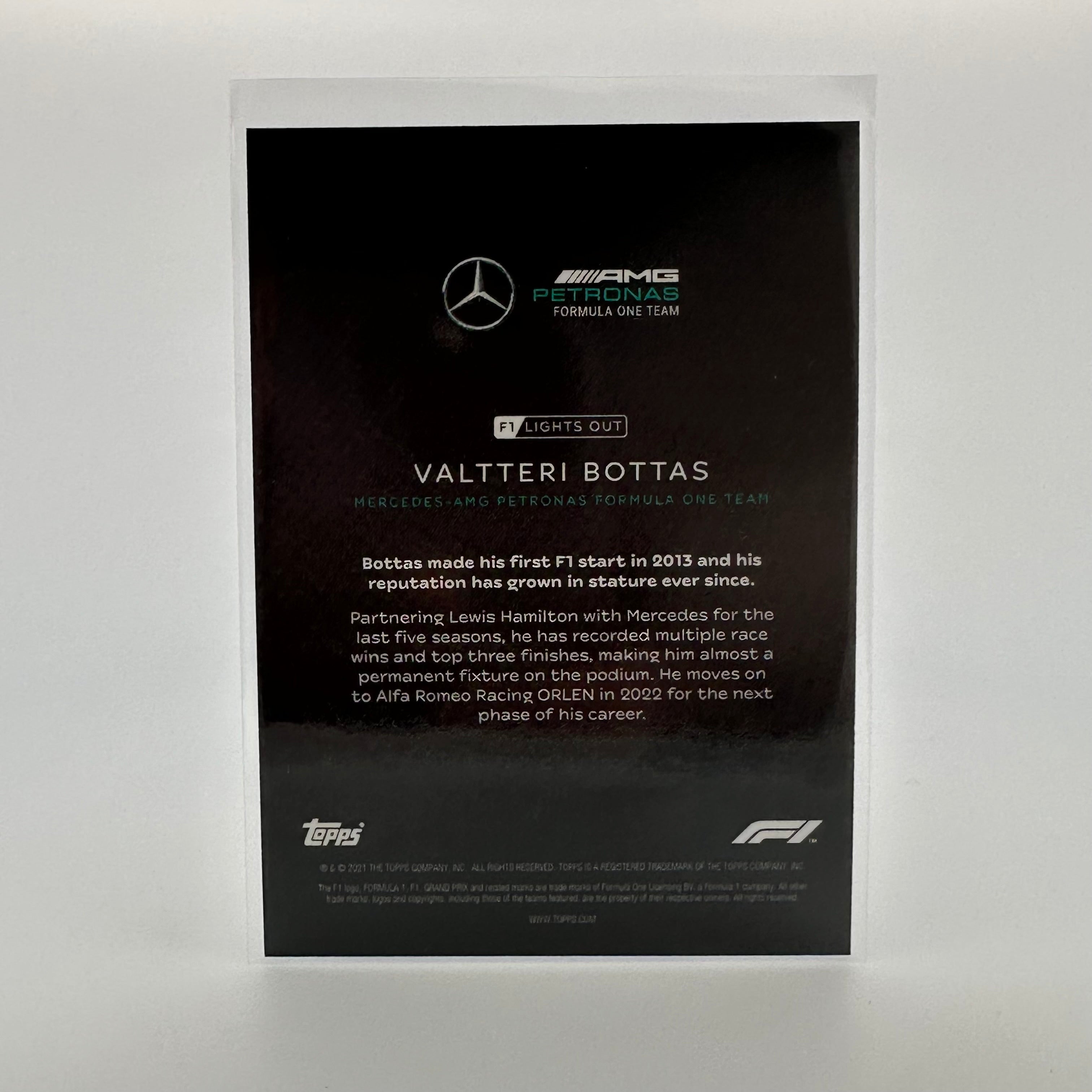 Valtteri Bottas 18/25 Purple Parallel Racing Driver Card - Collectible F1 Memorabilia for Fans & Sports Card Enthusiasts | Perfect for Display, Trading, and Gift Giving