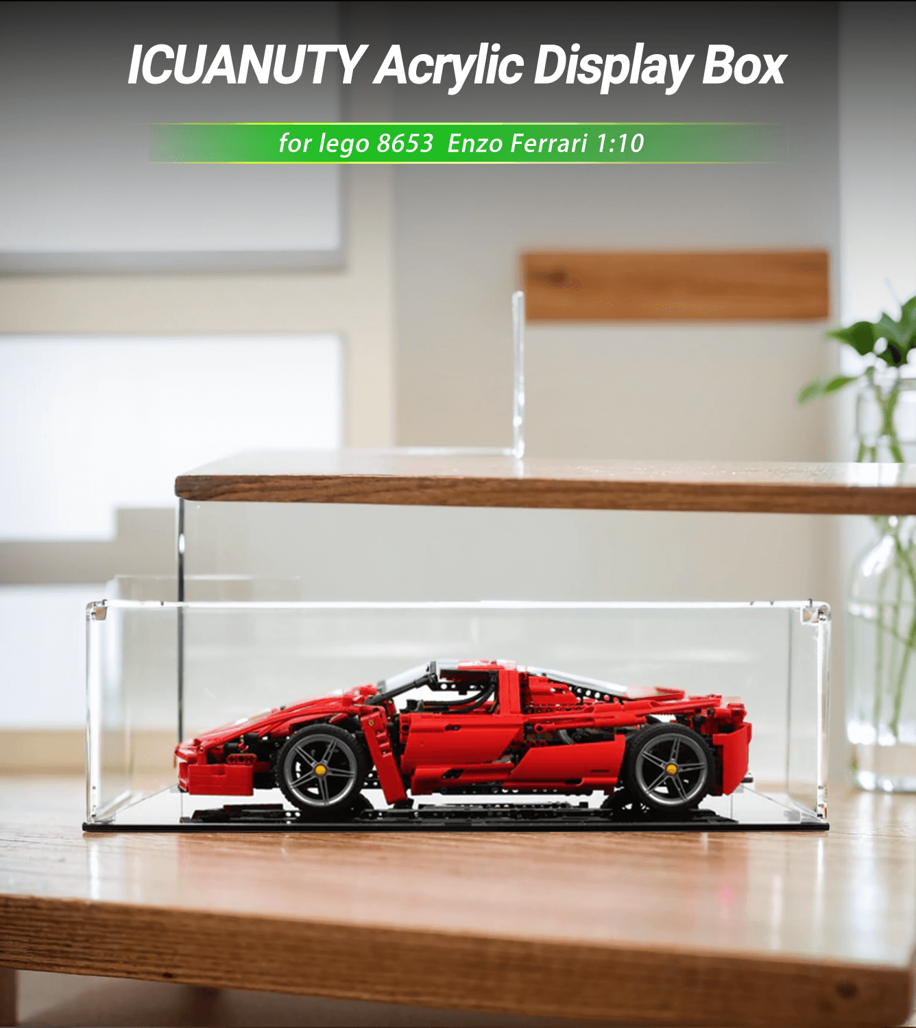 LEGO Ferrari Enzo 8653 Display Case - Premium Acrylic Showcase for LEGO Car Models - Perfect for Home Decoration, Office Display & Collector's Showcase