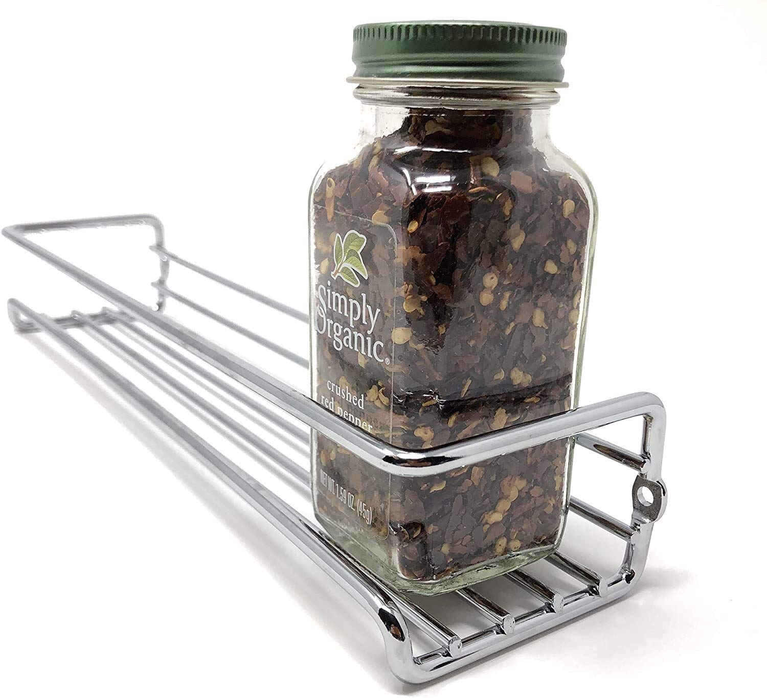 Chrome Wall Mounted Spice Rack (Set of 4) - Single Layer Hanging Organizer for Kitchen Cabinet, Pantry & Closet Door Storage - 11.375