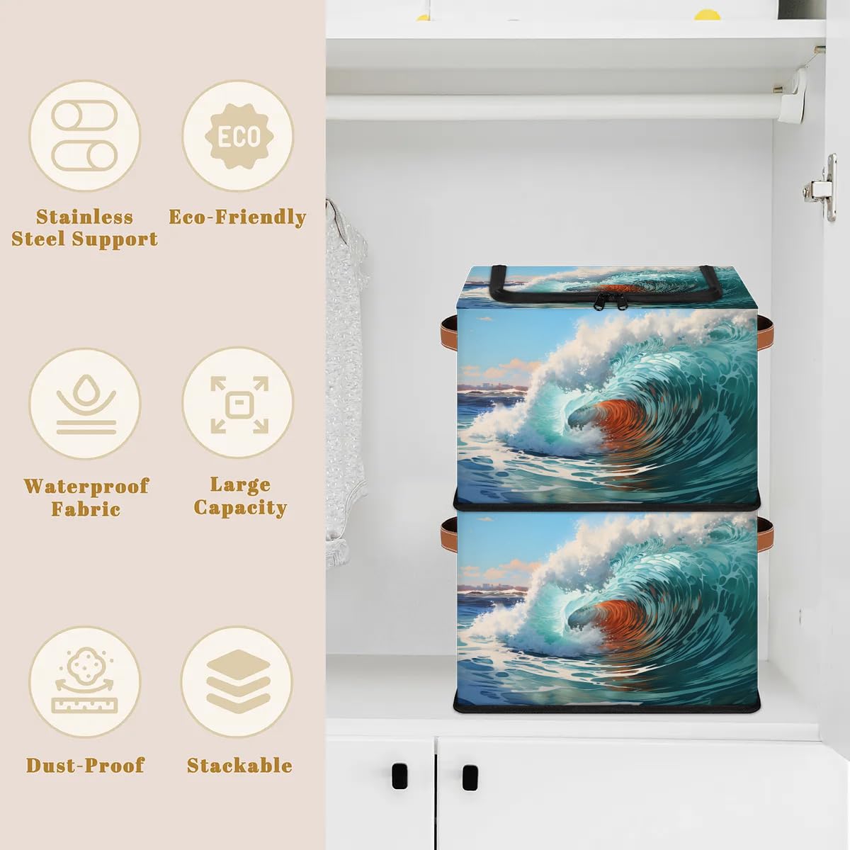 Collapsible Storage Bins with Lids - Stackable Fabric Storage Cubes for Clothes, Toys, Blankets | Dustproof Closet Organizer | Home & Office Organization Solution | Perfect for Bedroom, Nursery, and Garage Storage