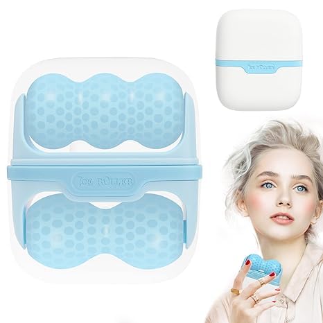 SD Enriching Beauty Ice Roller for Face & Eyes - 2-in-1 Cooling Face Massager for Puffy Eyes, Wrinkles & Migraine Relief | Skin Care Tool to Reduce Dark Circles & Soothe Muscle Soreness | Perfect for Morning Routine, Post-Workout Recovery & Spa Day at Home