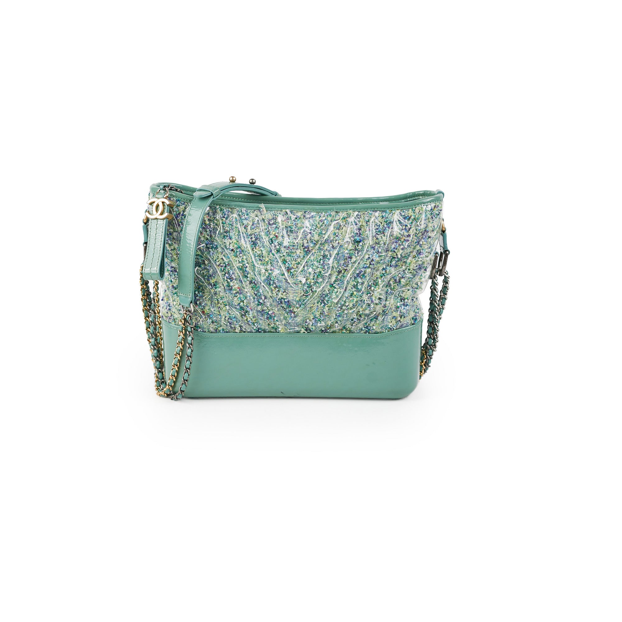 Chanel Medium Gabrielle Green Tweed/PVC Handbag Series 25 - Luxury Designer Shoulder Bag for Women, Perfect for Parties, Work & Everyday Use