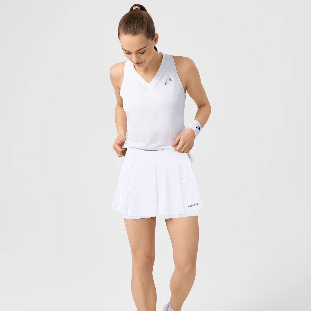 Women's Athletic Skort - Breathable White Tennis Skirt with Built-in Shorts for Running, Golf & Workouts