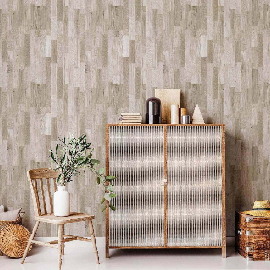 Brown Wood Peel and Stick Removable Wallpaper - Self-Adhesive Decorative Wall Covering for Bedroom, Living Room, Office - Easy to Install & Remove (Style 6756)
